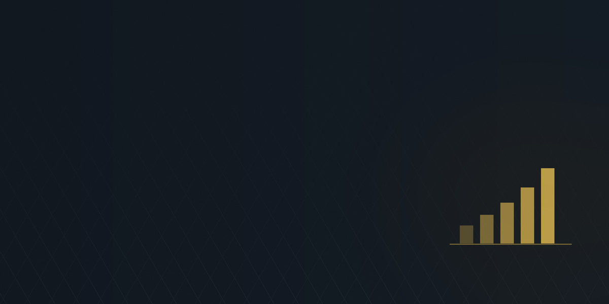 Dark hero with rising gold bars